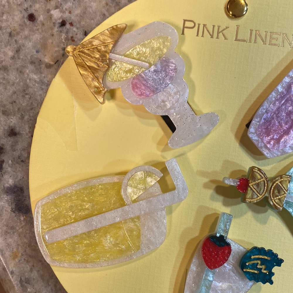 Pink Linen Hair Clips - Picture 3 of 4